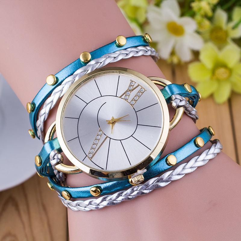 Simple Dial Leather Strap Crystal Algarismos Romanos Quartz Watch Women Bracelet Watch