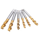 Drillpro HSS Spiral Flute Hand Tap Imperial Titanium Coated Machine Screw Plug Tap Drill