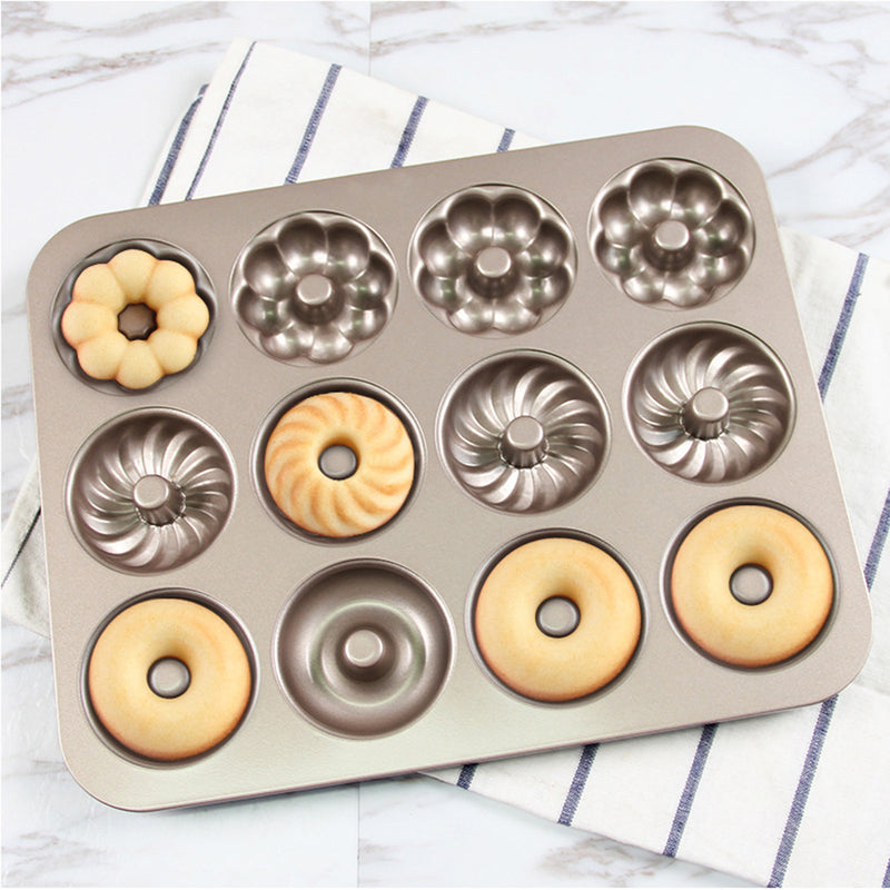 Stainless Steel  12 Continuous Mold Non-stick Household Donut Cake Mold Small Bread Baking Mold