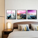 Miico Hand Painted Three Combination Decorative Paintings Shipside Wall Art For Home Decoration