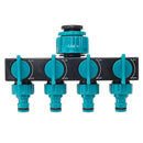 Universal 4 Way Garden Hose Splitter Tap Manifold for 1/2" 3/4" 1" Garden Faucet Shut Off Connector Water Pipe Divider Hose Quick Adapter Outdoor Irrigation