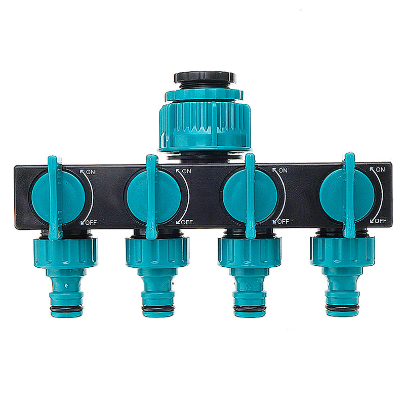 Universal 4 Way Garden Hose Splitter Tap Manifold for 1/2" 3/4" 1" Garden Faucet Shut Off Connector Water Pipe Divider Hose Quick Adapter Outdoor Irrigation