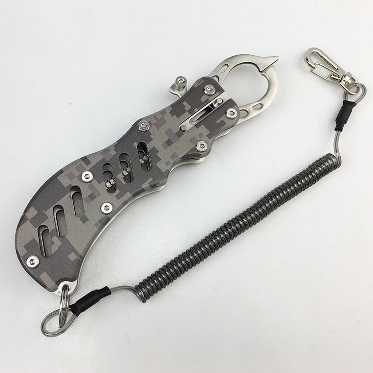 ZANLURE 304 Stainless Steel Camouflage Fish Pliers Fishing Gripper Fish Tackle Outdoor Portable Fishing Tool-Grey/Green