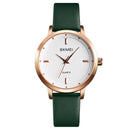 SKMEI 1457 Women Fashion Simple Dial Rose Gold Case Leather Strap Quartz Watch