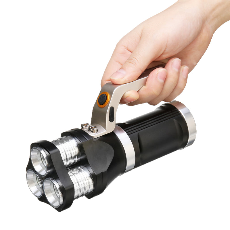 Handheld Spotlight 3000LM AC Rechargeable Flashlight 18650 Flashlight Lamp Torch Light 18650 LED Torch
