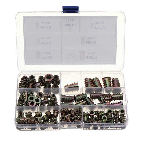 Suleve MXZN10 120Pcs Zinc Alloy Wood Furniture Hex Socket Drive Head Screw-in Threaded Insert Nut