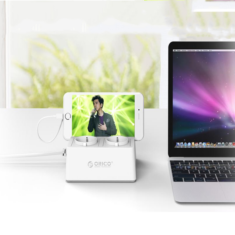 ORICO 2500W 10A 5 USB 2 AC Port Fast Charging USB Charger Surge Protector Socket -EU Plug