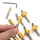 12pcs 1/4 Inch Shank Router Bit Set Tungsten Carbide Woodworking Cutter Rotary Tool