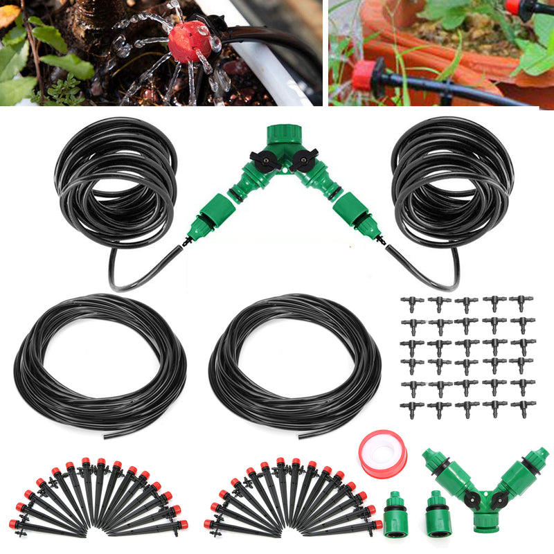 10M/20M Drip Irrigation Lawn Spray System Dripper 360Adjustable Garden Hose DIY Micro Irrigation