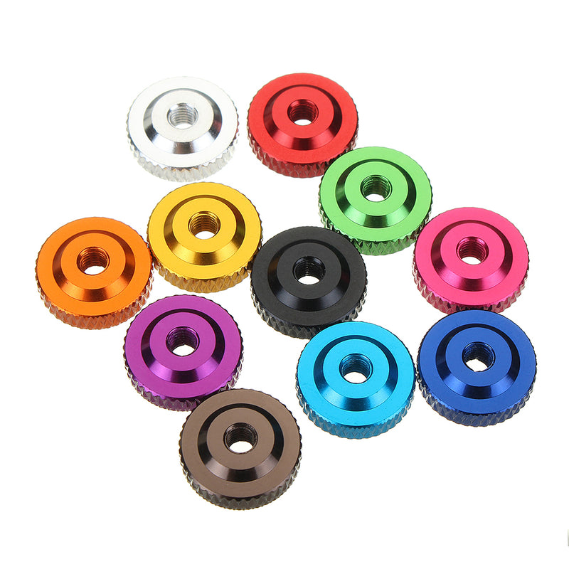 Suleve M3AN12 10Pcs M3 Knurled Thumb Nut w/ Collar Screw Spacer Washer Aluminum Alloy Multicolor