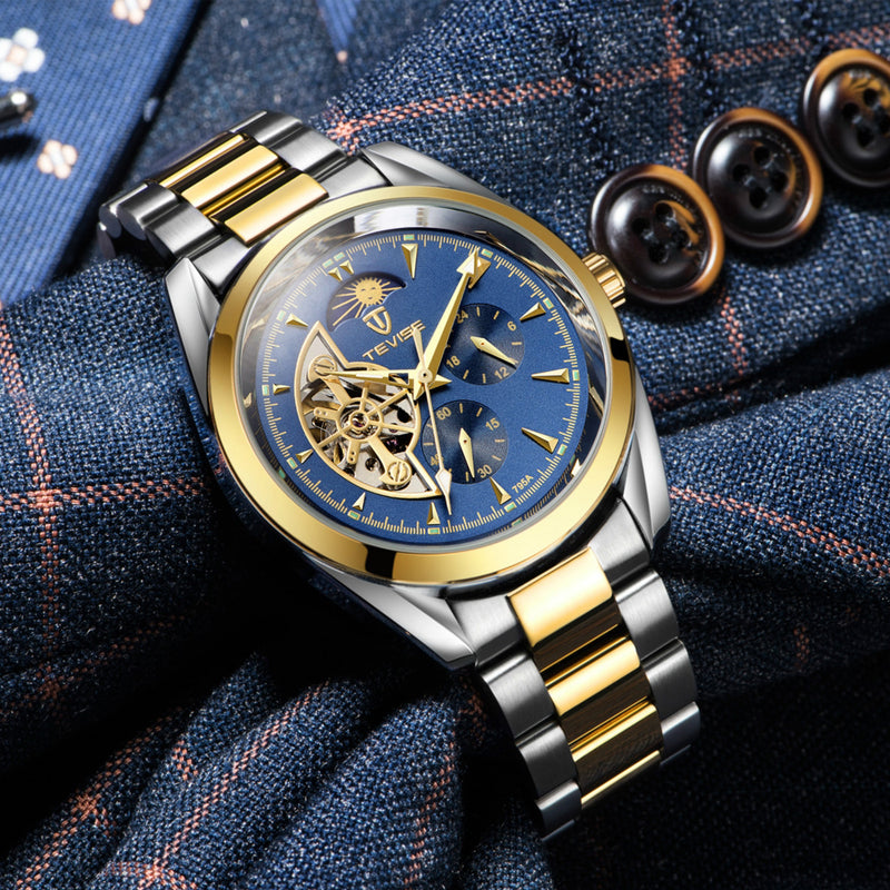 TEVISE 795A Waterproof Automatic Mechanical Watch Business Style Stainless Steel Male Watch