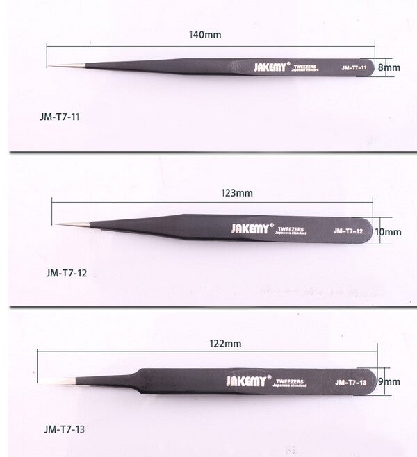 JAKEMY JM-T7-11 Stainless Steel DIY Electronic Long Pointed End Tweezer Forceps Maintenance Tools