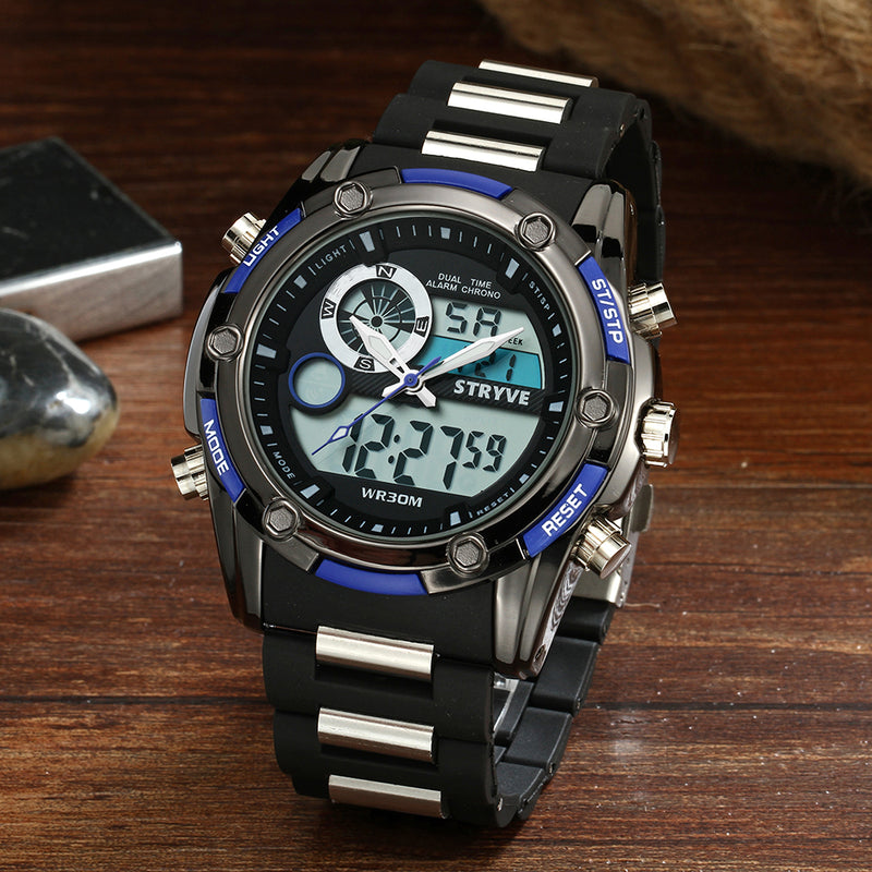 STRYVE S8006 Dual Display Digital Watch Chronograph Alarm Stopwatch Luminous Display Sport Watch