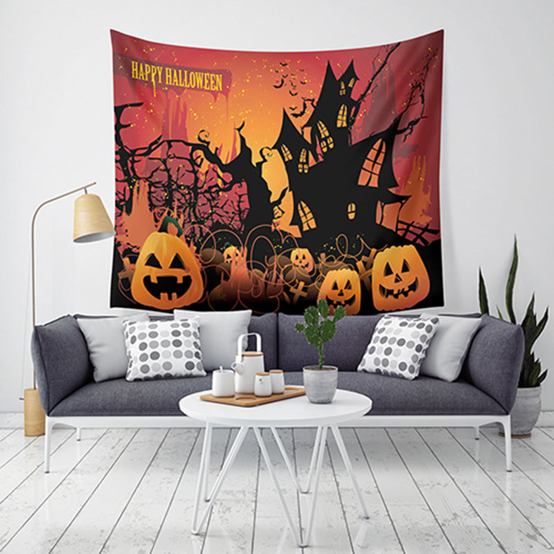 Loskii LWG5 Christmas Tapestry Pumpkin Print Wall Hanging Tapestry Art Home Decor Christmas Decorations For Home