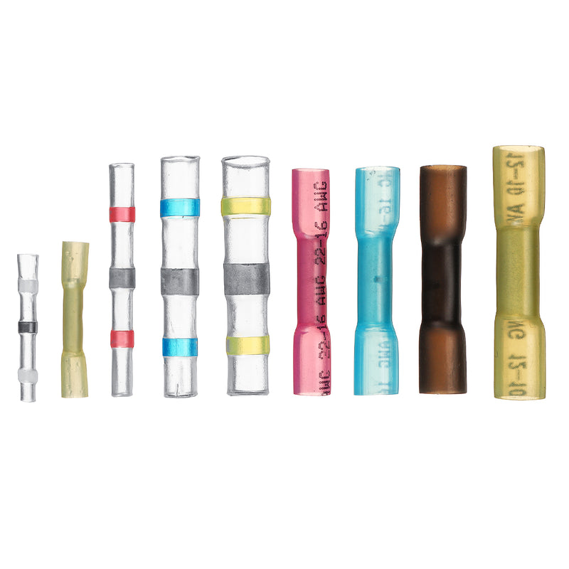 200Pcs Heat Shrink Butt Splice Connectors Crimp Tube Cable Wire Terminal 12-10 12-14