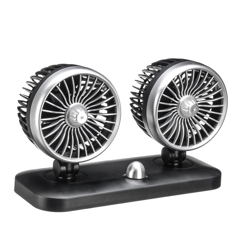 12V/24V Dual Head Car Fan  Recreational Vehicle Cooling Fan Rotating Oscillating Dashboard Ventilation Air Cooler