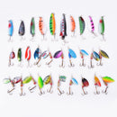 ZANLURE 30pcs Assorted Spinner Baits Metal Fishing Lures Fish Hooks Tackle