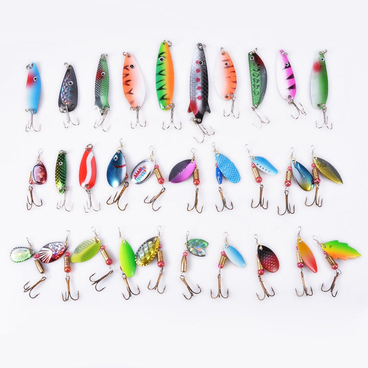 ZANLURE 30pcs Assorted Spinner Baits Metal Fishing Lures Fish Hooks Tackle