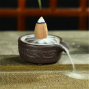 Ceramic Backflow Glaze Carved Incense Burner Cone Stick Censer Holder Home Room Decor