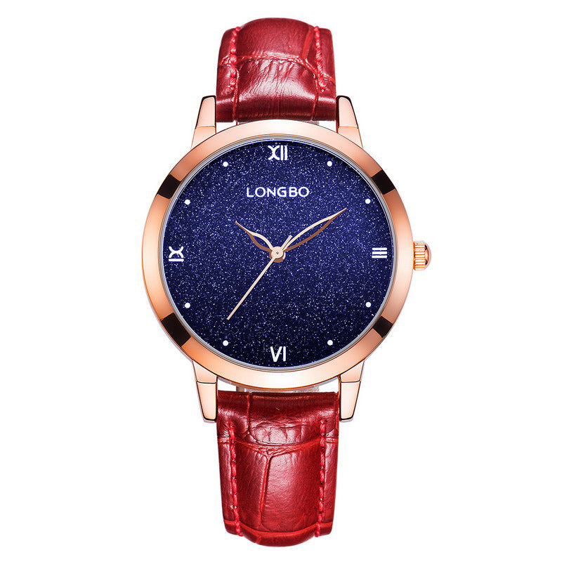 LONGBO 5052 Women Blue Sky Vast Universe Fashion Leather Band Quartz Watch