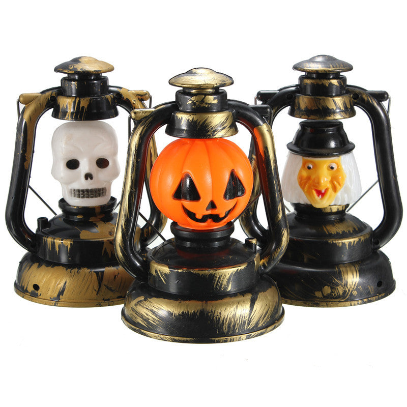 Halloween Pumpkin Skull Witch Lantern Lamp With Light Laughter