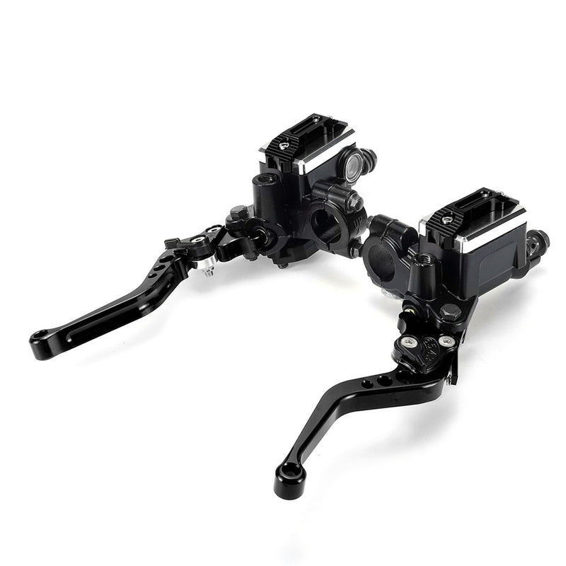 7/8" Motorcycle Master Cylinder Hydraulic Brake Pump Clutch Handlebar Lever Reservoir Set