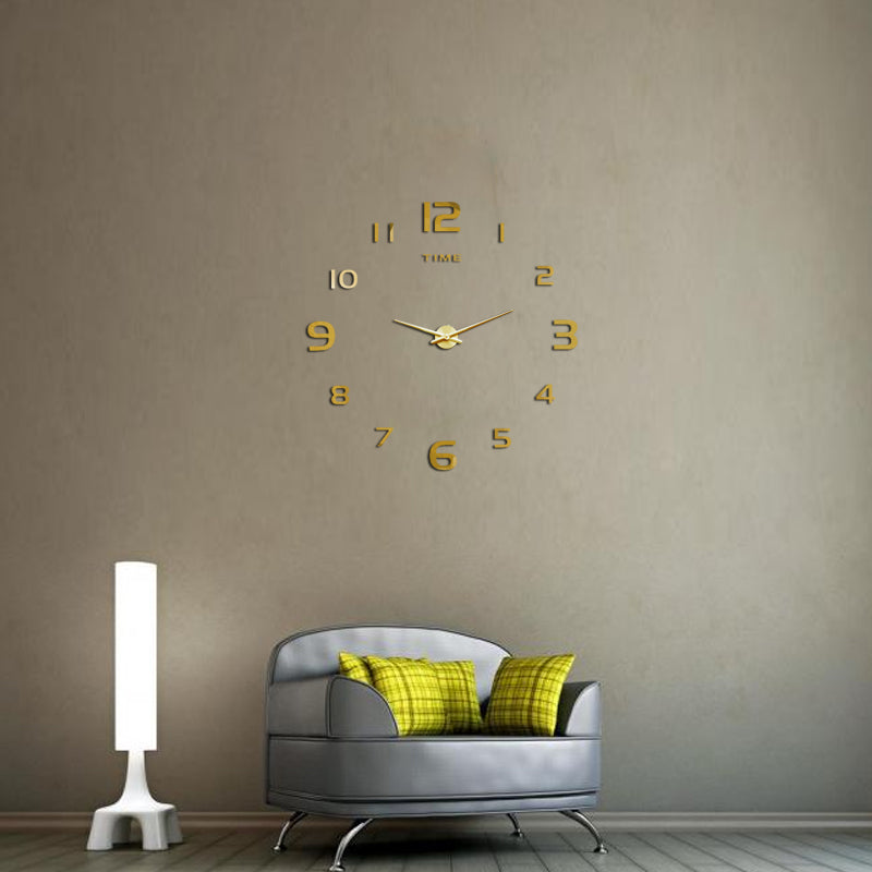 Large Wall Clock Decorative 3D DIY Luxurious Silent and Modern Home Decorations Mirror Surface