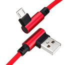 1M 90 Degree 2.4A Micro USB Nylon Braided Data Cable For Smartphone Table