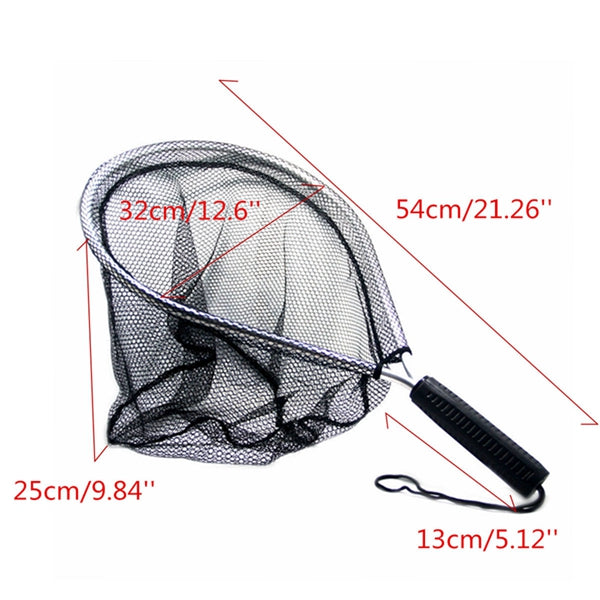 Fly Fishing Landing Handle Net Nomad Rubber Fish Nylon Mesh Trout Bag Tackle