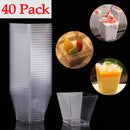40pcs Plastic Square Mousse Cake Dessert Cup Sample Drink Jelly Tumbler Party Wedding Decor