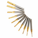 Drillpro 10pcs 0.8-3mm Titanium Coated End Mill Cutter Milling Cutter