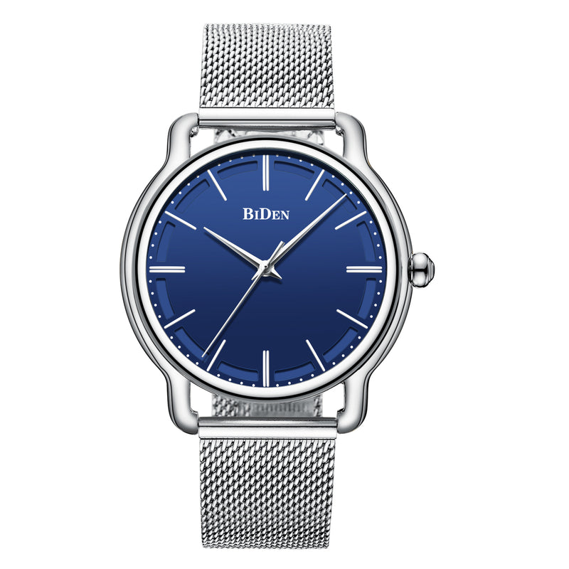 BIDEN 0114 Waterproof Business Style Men Wrist Watch Stainless Steel Band Quartz Watch