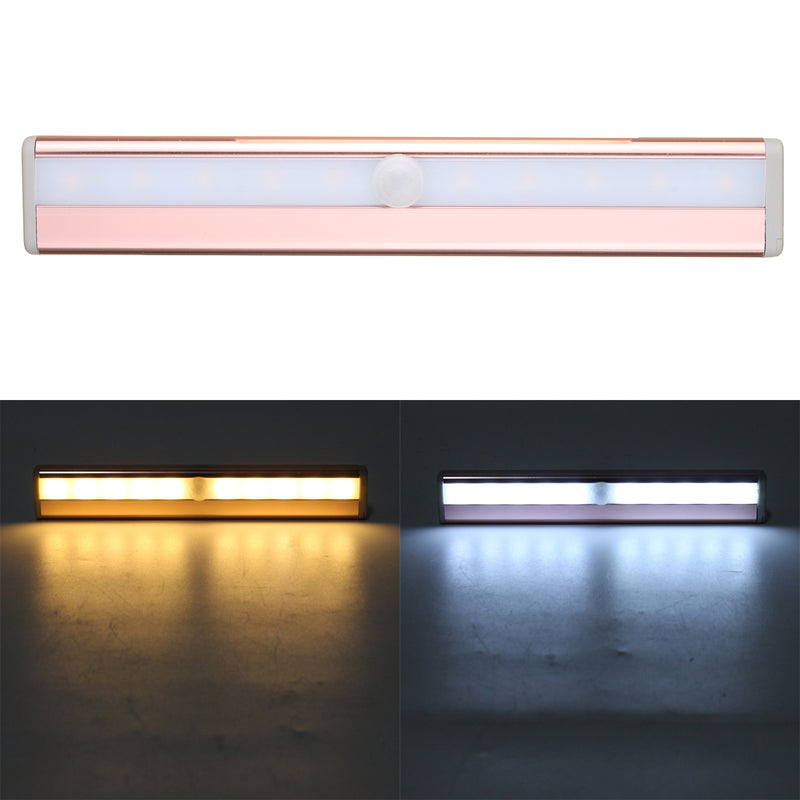 Wireless 10 LED PIR Infrared Human Body Motion Sensor Cabinet Lamp Light Battery Powered