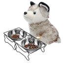Stainless Steel Double Pet Bowls Dish Dog Cat Stand Feeder Food Water Bowl Feeding Dish