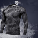 Men 3D Three-dimensional Printing Fitness Running Training Long-sleeved High-elasticty Quick Dry