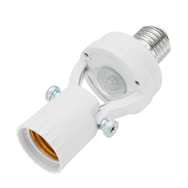 LUSTREON AC100-240V 60W E27 to E27 Rotatable Infrared PIR Motion Sensor Bulb Socket Lampholder
