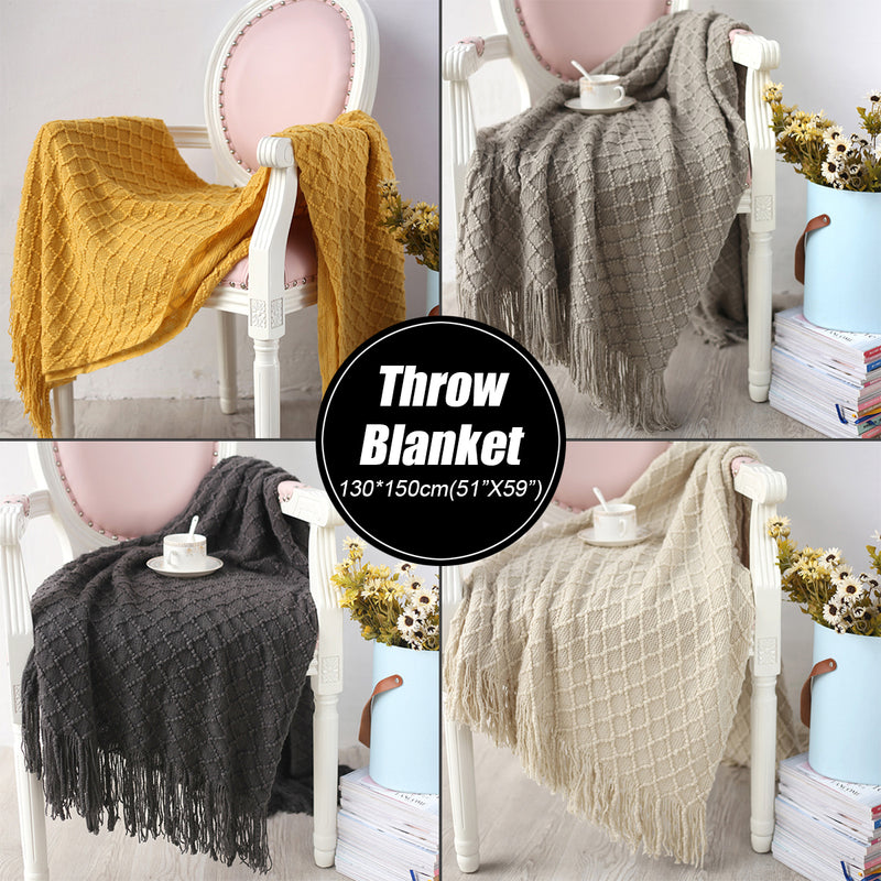 130*150cm(51" X 59") Sofa Throw Blanket Anti-electrostatic Tassels Air Condition Blankets Travel