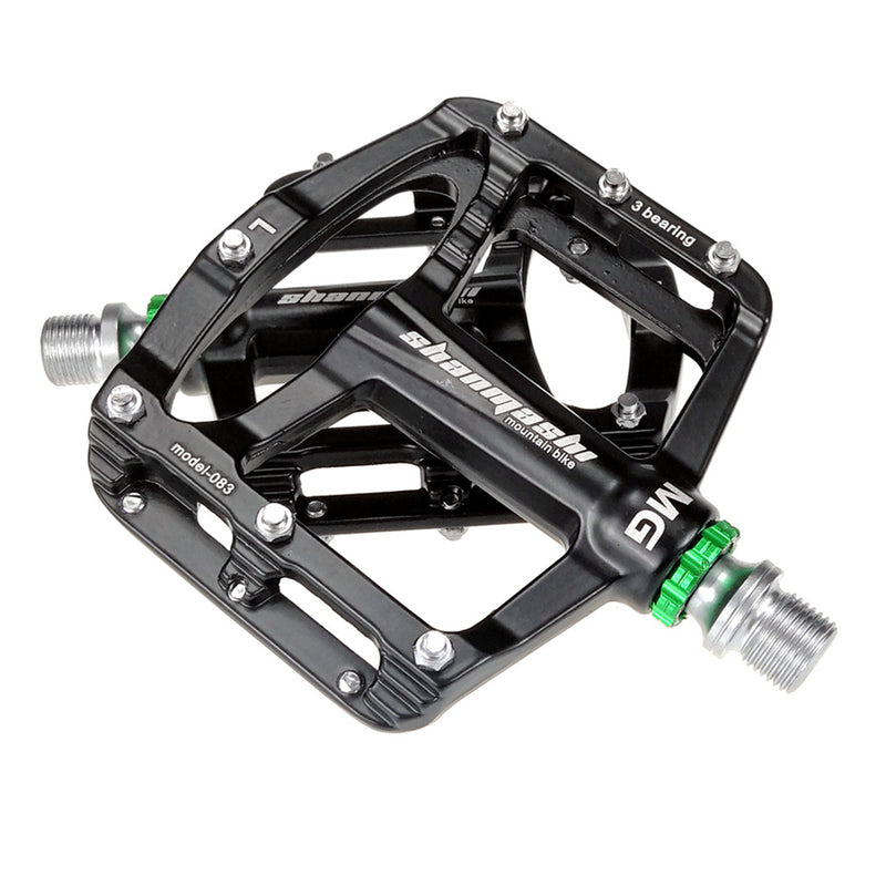 2PCS MTB BMX Mountain Road Bike Pedals Alloy 3 Bearing Flat Platform Black