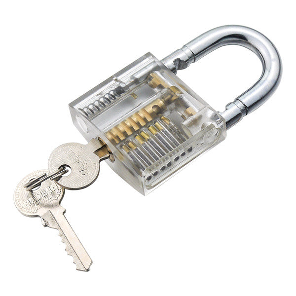 Transparent Cutaway Inside View Of Practice Padlock Lock Locksmith Trainer Skill Pick with Two Keys