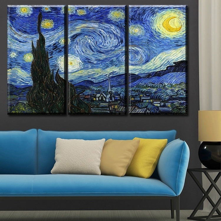 3Pcs Starry Night Waterproof Picture Canvas Paint Wall Art Poster Home Decorations