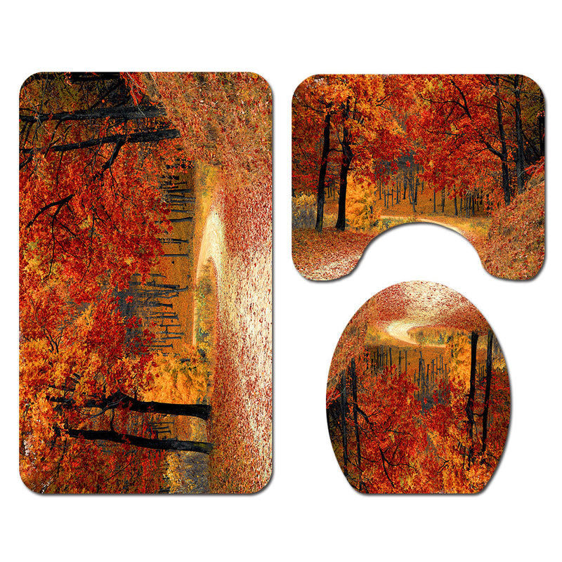1.8M Maple Prints Bath Shower Curtain Fabric Bathroom Decor Set with 12 Hooks
