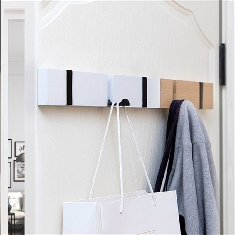 2/3/4/5 HOOKS Wall Mount Hook for Home Wooden Coat Hangers Rack Hat Clothes Hook Wall Coat Rack