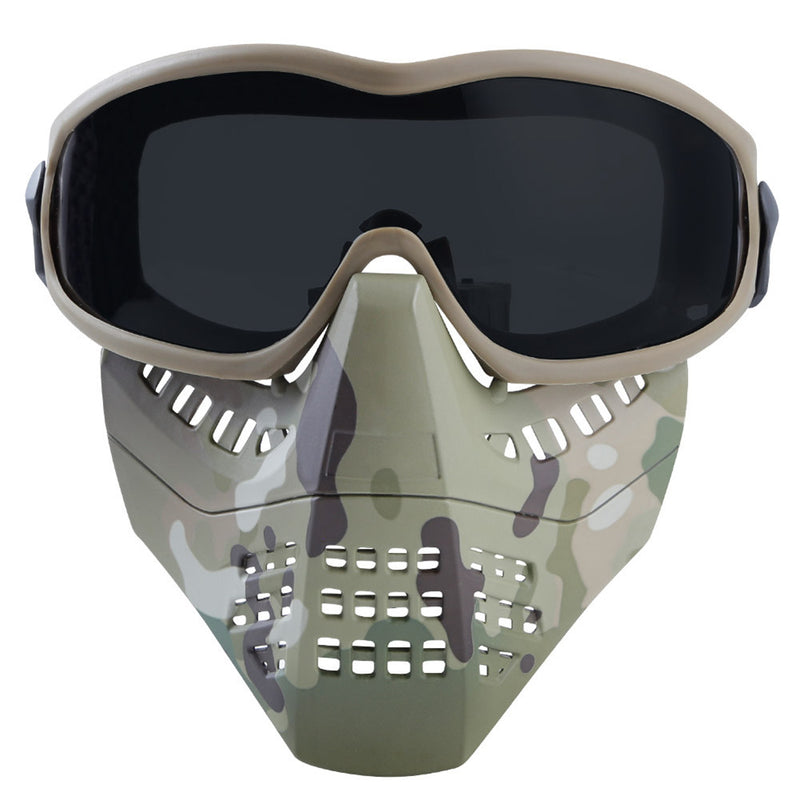 Wosport Tactical Glasses+Half Face Mask Removable Outdoor CS Military Protective Mask