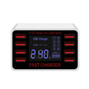 40W Smart 8-Port USB Adapter Desktop Phone Charging LCD Display Fast Charger