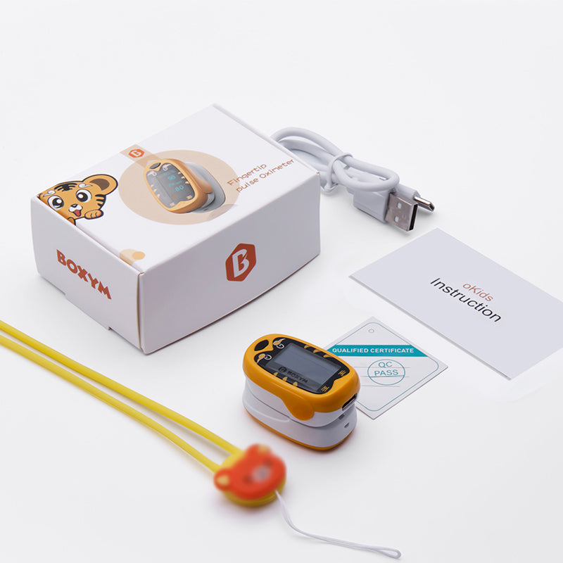 BOXYM Okids Baby Finger Pulse Oximeter Pediatric OLED Display Rechargeable Finger Blood Oxygen Saturometro Heart De Oximeter