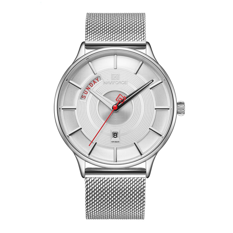 NAVIFORCE 3007 Mesh Steel Watch Band Quartz Watch Calendar Sport Business Men Watch