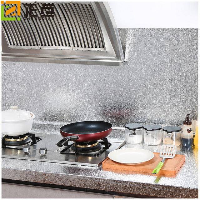 Self-adhesive Wallpaper Kitchen Oil Stickers Cabinets Fume Wall Stickers High Temperature Dustproof Moisture-proof Waterproof Aluminum Foil Stickers