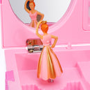 Girls Pink Ballerina Kids Musical Box Jewelry & Trinket Mirror + Photo Holder