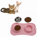 Stainless Steel Dog Cat Bowl Non Spill Silicone Mat Pet Water Food Dish Feeder