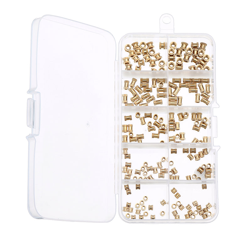 Suleve MXBN1 200Pcs M2/M2.5/M3 Knurled Brass Threaded Insert Nut Female Thread Embedment Nuts Assortment